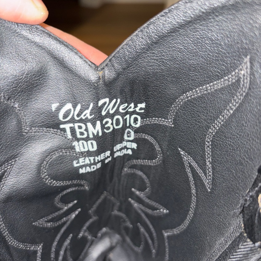Old West men’s stitched cushioned round toe cowboy western boots, 10 wide - Picture 7 of 8